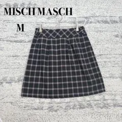 美品【ミッシュマッシュ】黒 チェック柄 台形スカート Mサイズ ミニ u3721