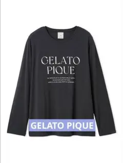 ★新品タグ付★gelato pique レーヨンロゴロンT 長袖 ダークグレーのサムネイル