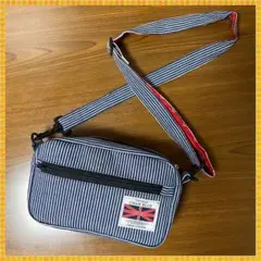 デニムリメイク⭐️ショルダーバッグ⭐️ストライプ⭐️デニムバッグ⭐️ハンドメイド