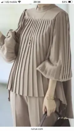 ikm様 RUIRUE BOUTIQUE プリーツ長袖シャツ ベージュ M