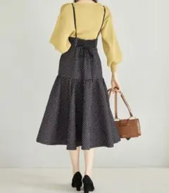 tocco closet ハイウエスト　スカート　ドット柄　ロング　エンボス