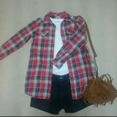 【コーデセット】ROSEBUDチェックシャツ&Leeショートパンツ
