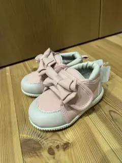 ピンク リボン付き ベビーシューズ 13.0cm