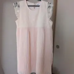 ピンク レース袖 プリーツ ワンピース 140