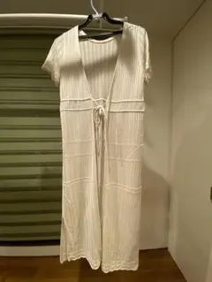 透かし編みロングカーディガン
