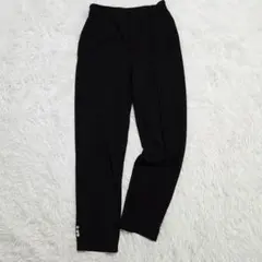 ストレッチパンツ　ストレート　Ｓ　黒　ウエストゴム　センタープレス　裾パール