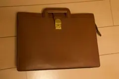 LANCEL ブラウンレザー ビジネスバッグ
