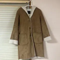 ブラウン フード付き ムートンコート