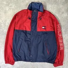 90s トミーヒルフィガー　シェルジャケット　M　ナイロン　ジャンパー　フード収