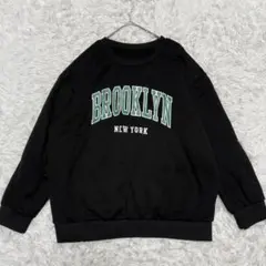 シーインカーブ ロゴスウェット 黒 2XL 裏起毛 ビッグシルエット 厚手