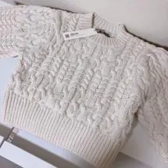 ZARA フェイクパールケーブルニット