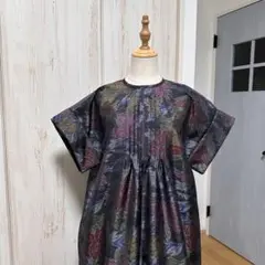 着物リメイク 大島紬からピンタックのゆったりワンピース