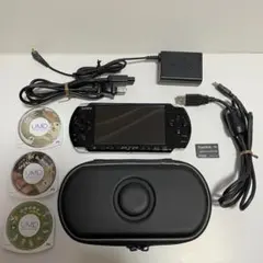 【動作良好品】【付属品完備、新品電池】PSP-3000 ブラック ソフト3本付属