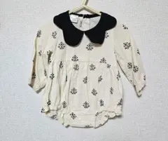 新品 MEPOUREN 花柄 長袖ロンパース 80 ホワイト バースデイ