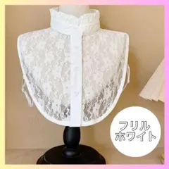 付け襟　スタンドカラー　フリル　レース　綺麗　可愛い　人気　ホワイト　白