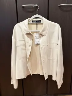 ZARA アイボリー シャツジャケット