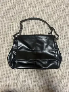 【Y2K】ブラック チェーンショルダーバッグ フラップ ミニバッグ