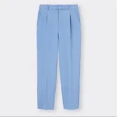 【美品】 GU ストレッチテーパードパンツ 水色 M