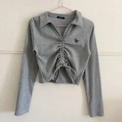 【Avail/アベイル】長袖カットソー フロントリボン 腹見せ へそ出し 薄手