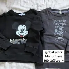 100サイズglobal work/Ma lumiere ミッキートレーナー2枚