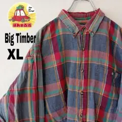 90sUSA古着 BigTimber ネルシャツ　XL レッド　ネイビー