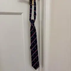 ネイビー ストライプ ネクタイ 100%シルク