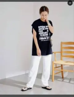 FRAMWORK モノトーンプリントフレンチスリーブTシャツのサムネイル