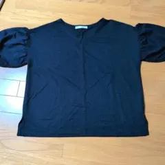 ikka Vネック パフスリーブ Tシャツ ネイビー M　レディースのサムネイル