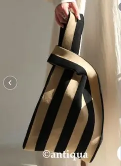 antiqua ストライプ柄ニットバッグ