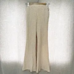 美品✦FREE'S MART フレアパンツ S ベージュギンガムチェック柄