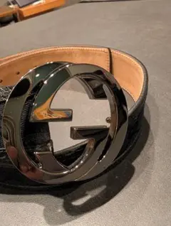 GUCCI GGパターン ブラックレザーベルト