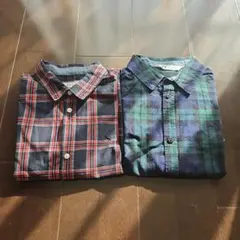 H&Mチェック柄長袖シャツ2枚セット