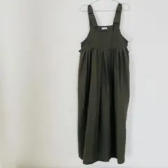 美品✨ ジャンパースカート サロペット カーキ ドローコード ウエスト調節