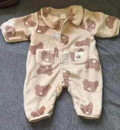 クマ柄ロンパース フリース クリーム色
