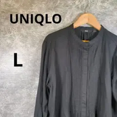 UNIQLO ユニクロ L　レーヨンピンタックブラウス　ブラックのサムネイル