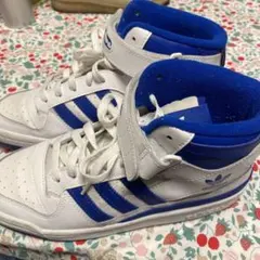 adidas ハイカットスニーカー ホワイト/ブルー