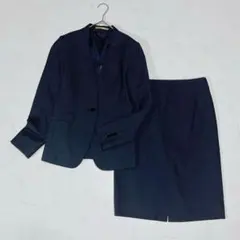 美品✨ORIHICA スカートスーツ　洗濯機可◎ ノーカラー　織柄　背抜き