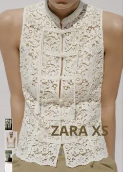 完売品新品未使用ZARA レース ギピュール トグルボタントップスXS 