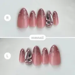 mmnail ストーンネイル ピンクネイル ワンホンネイル ネイルチップオーダー