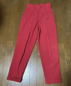 レディース　パンツ　ズボン　古着　ヴィンテージ　レッド　スラックス　日本製