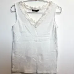 レース付きホワイトタンクトップ L