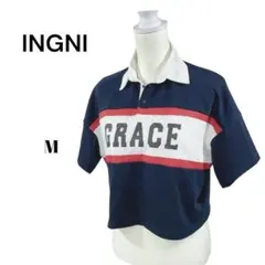 イング　INGNI　半袖Tシャツ　ショート丈　オフショルダー【M】ネイビー