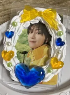 硬質ケース B8ホイップデコ ハート ブルー イエロー リボン レジン