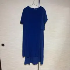 ブルー 半袖 ワンピース　綿素材のサムネイル