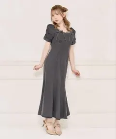 apres jour フロントチャームデニムマーメイドワンピース アプレ 