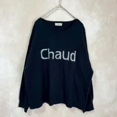 Samansa Mos2 サマンサモスモス ロゴニット F ネイビー 長袖