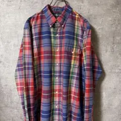 ラルフローレン 長袖シャツ　BDシャツ　ポケット　チェック　赤　青　緑　紺　黄