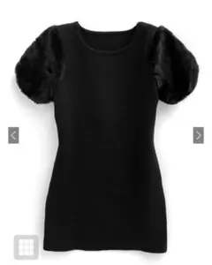 新品☆GRL☆ファースリーブニットミニ 원피스 ☆ブラック