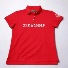 23区GOLF 半袖ポロシャツ 赤 ロゴ レディース Ⅰ