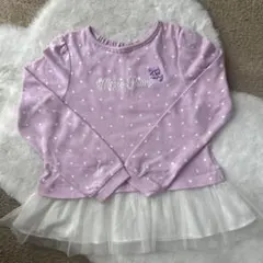 mezzo piano 140cm 薄紫 水玉 ハート 裾チュール長袖カットソー